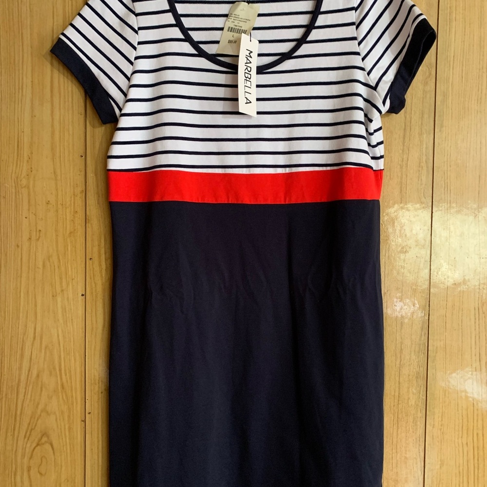Striped Navy and Red Dress